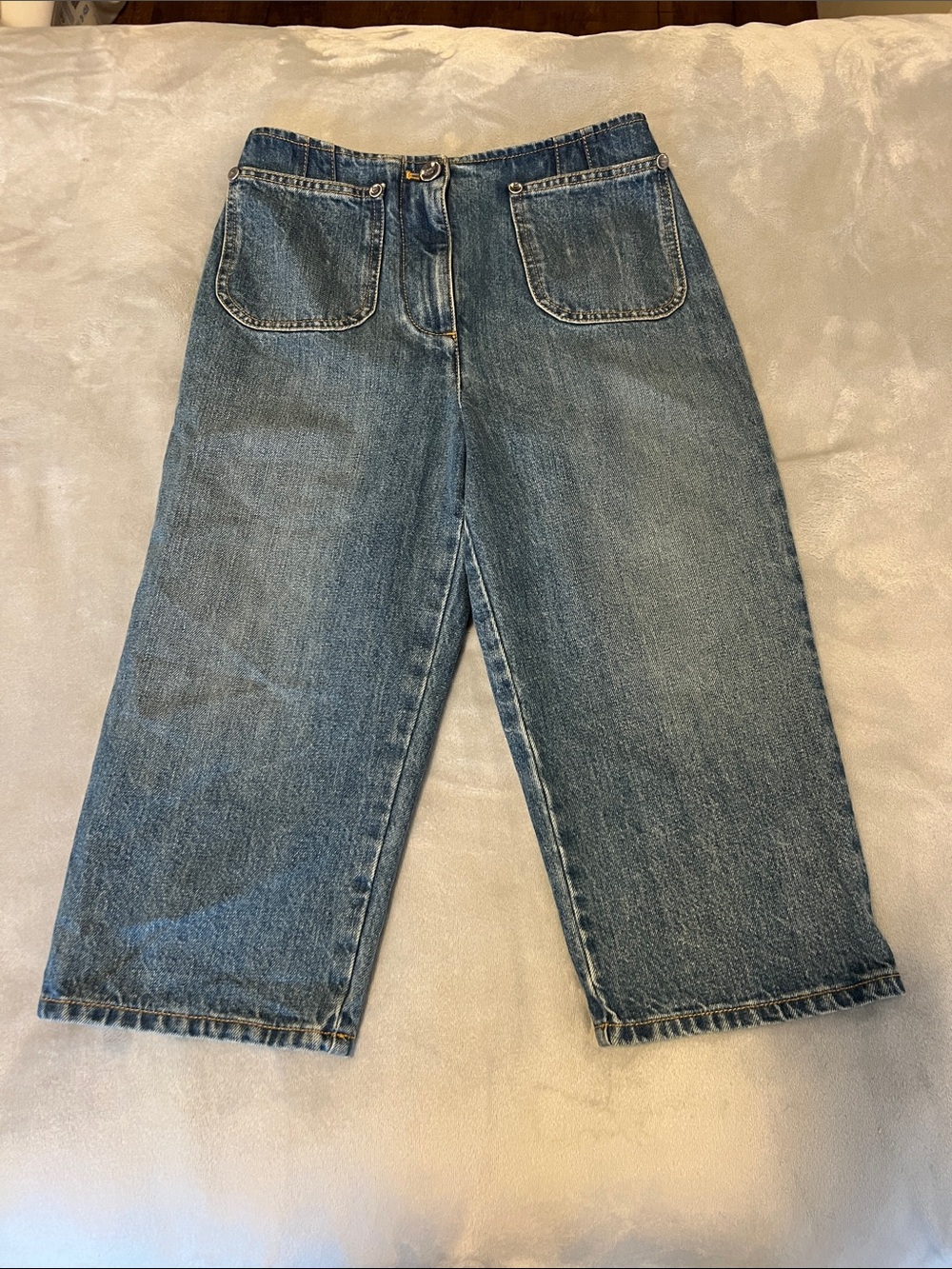 CHANEL jean denim bermuda length shorts blue size 36 chic classy modest luxury